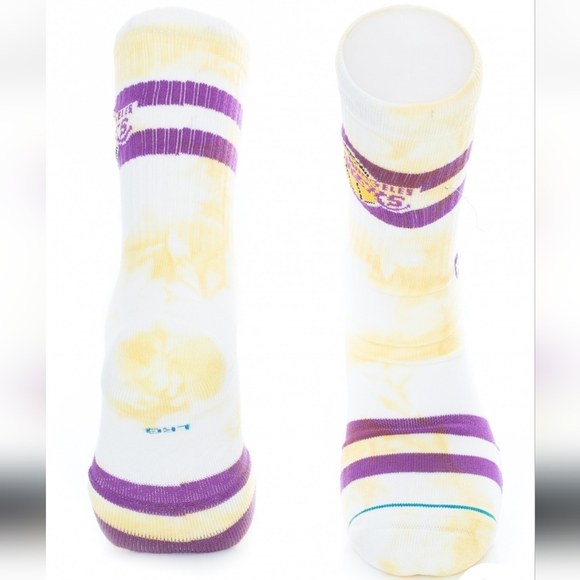 NWT Men's Los Angeles Lakers Tie Dye Stance Crew Socks - Picture 12 of 15